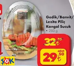GEDİK/BANVİT/ LEZİTA PİLİÇ KANGAL SUCUK 250 G